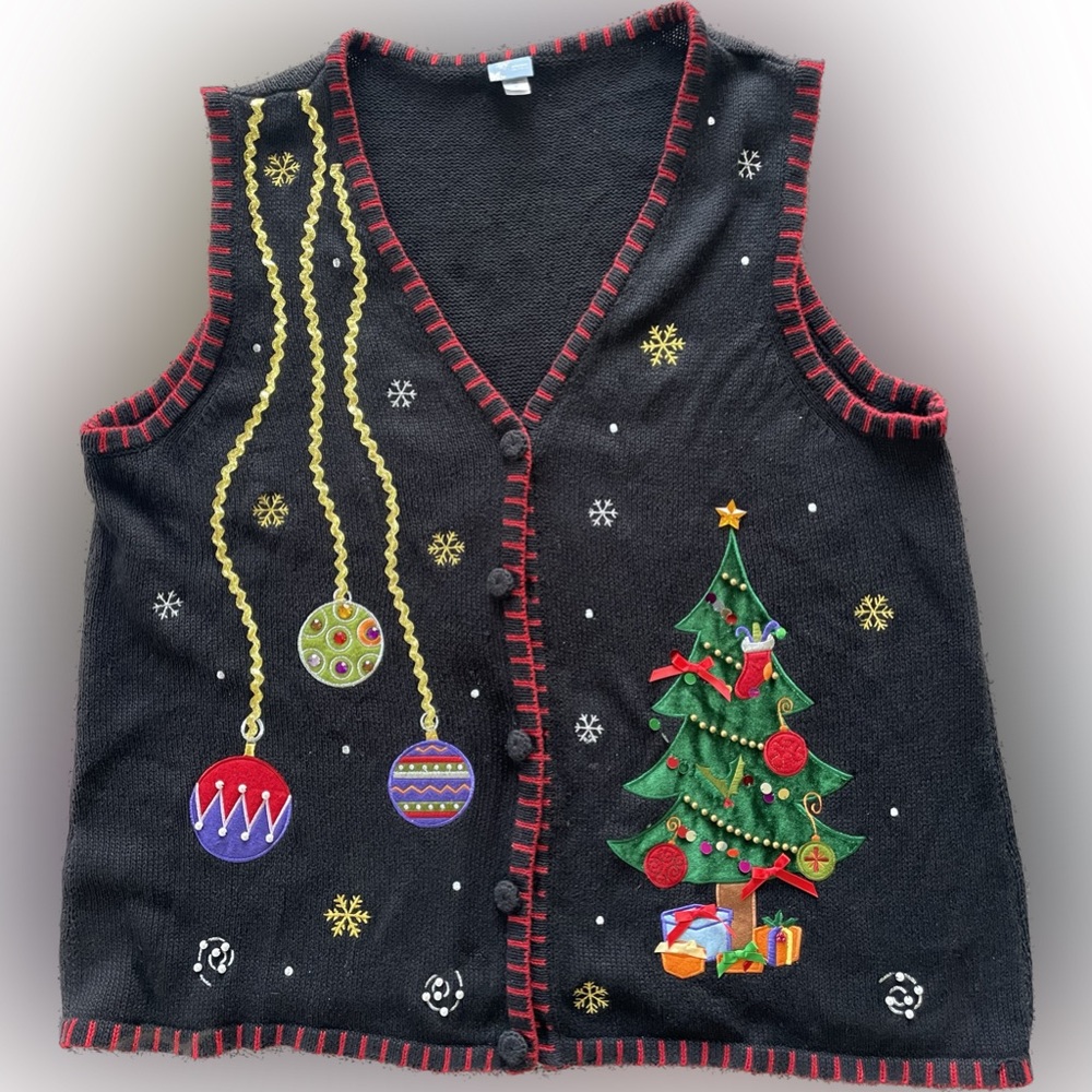 Vintage Grandma Christmas Sweater Vest Women’s 2X
